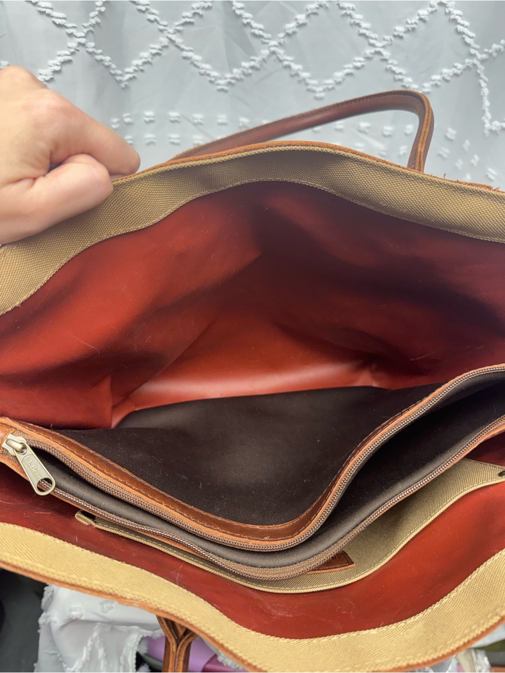 L.L. Bean Signature Canvas and Leather Tote Bag with Crossbody Strap - Picture 5 of 10